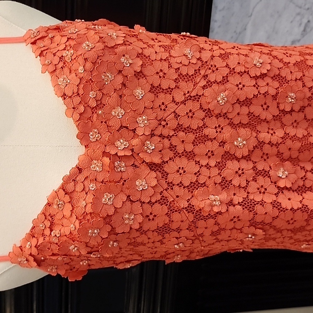 Michael Michael Kors Embellished Coral Peach Size Large Dress - Picture 8 of 14